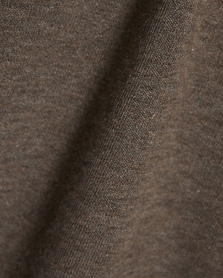 Brown Popper Funnel Neck Sweatshirt