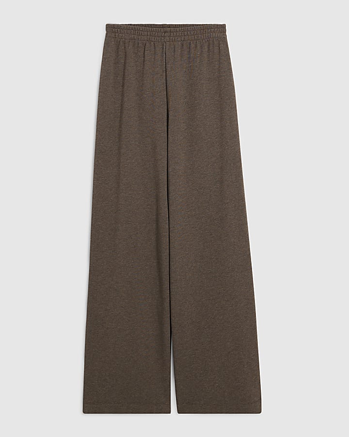 Brown Elasticated Wide Leg Joggers