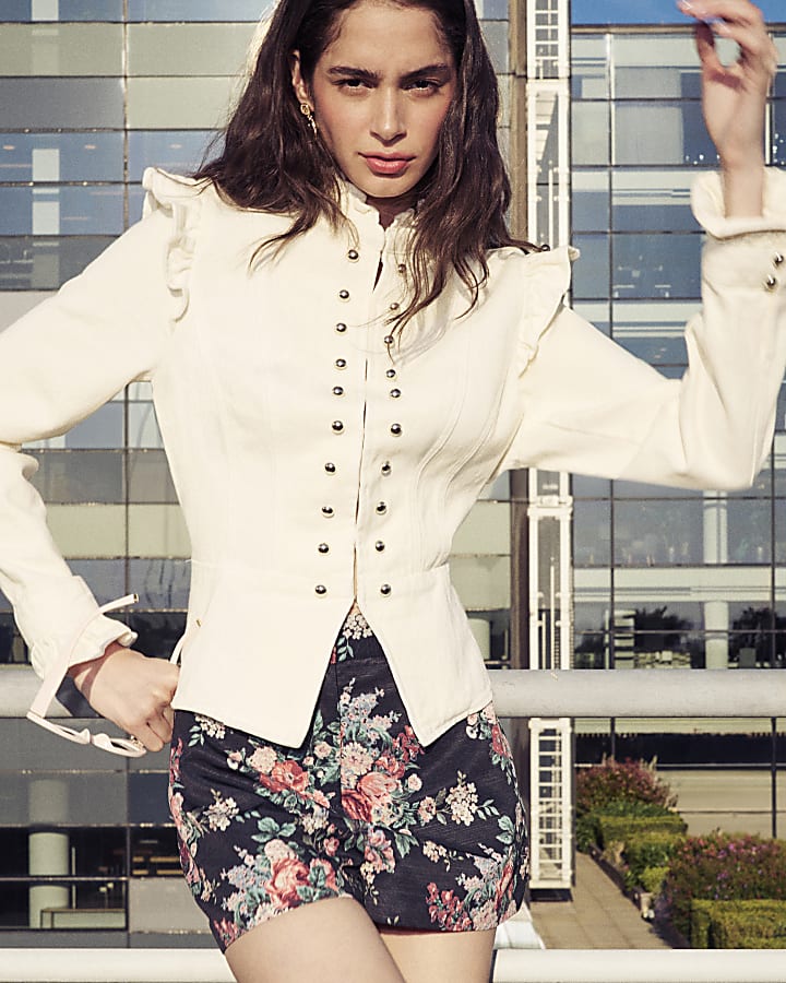 Black Floral Jacquard Shorts