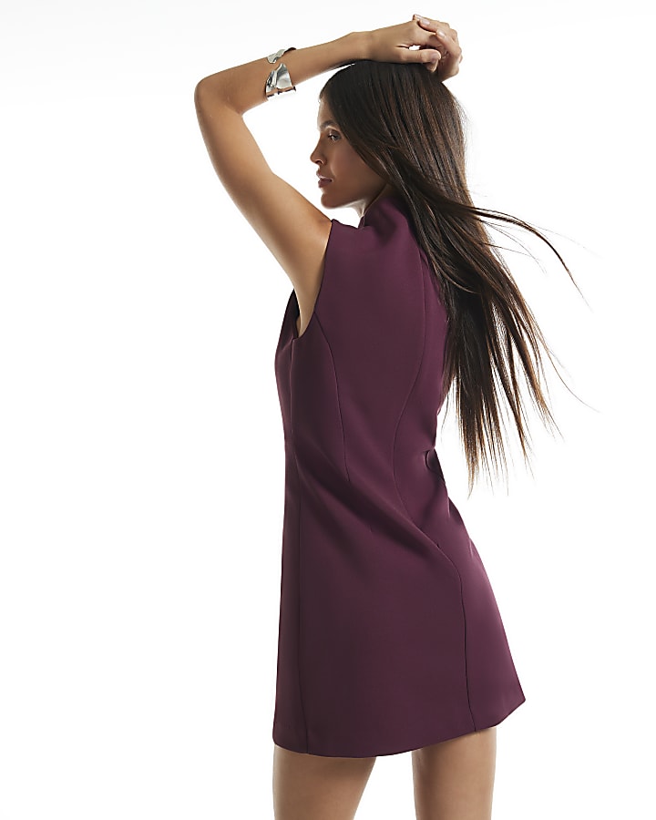 Burgundy Sleeveless Mini Dress