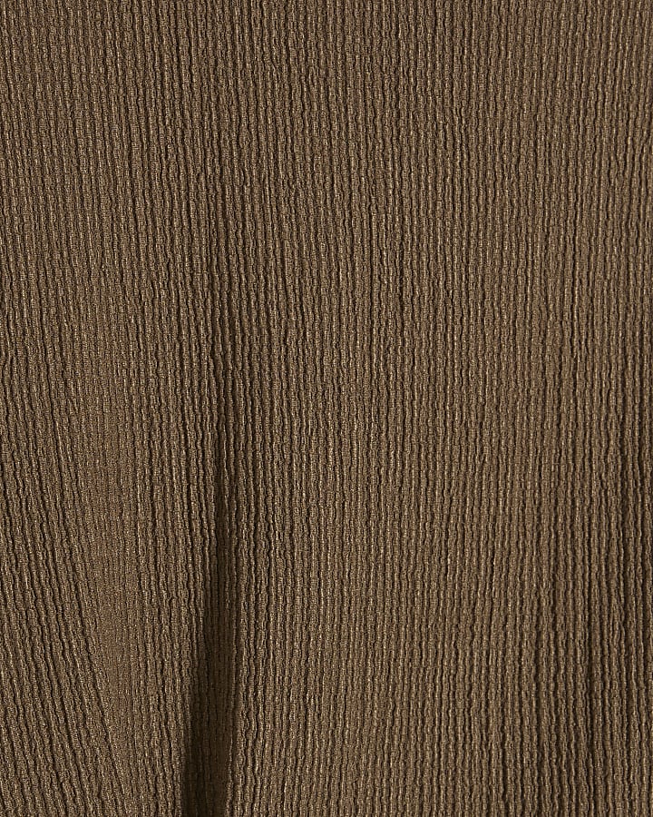 Brown Textured Batwing Sleeve Top