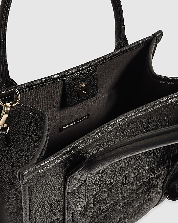 Black Embroidered Medium Tote Bag