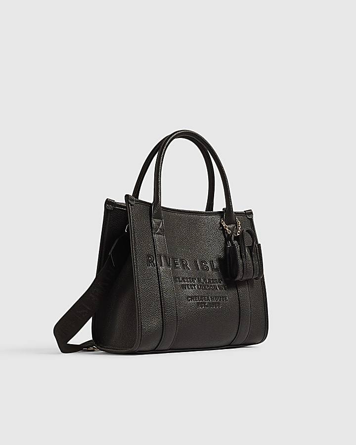 Black Embroidered Medium Tote Bag