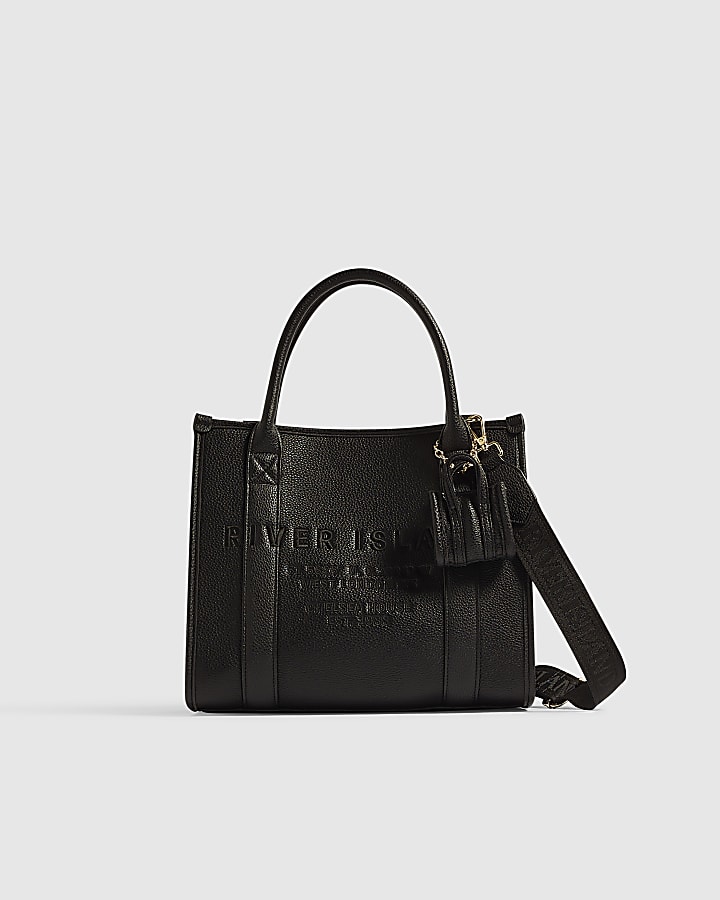 Black Embroidered Medium Tote Bag