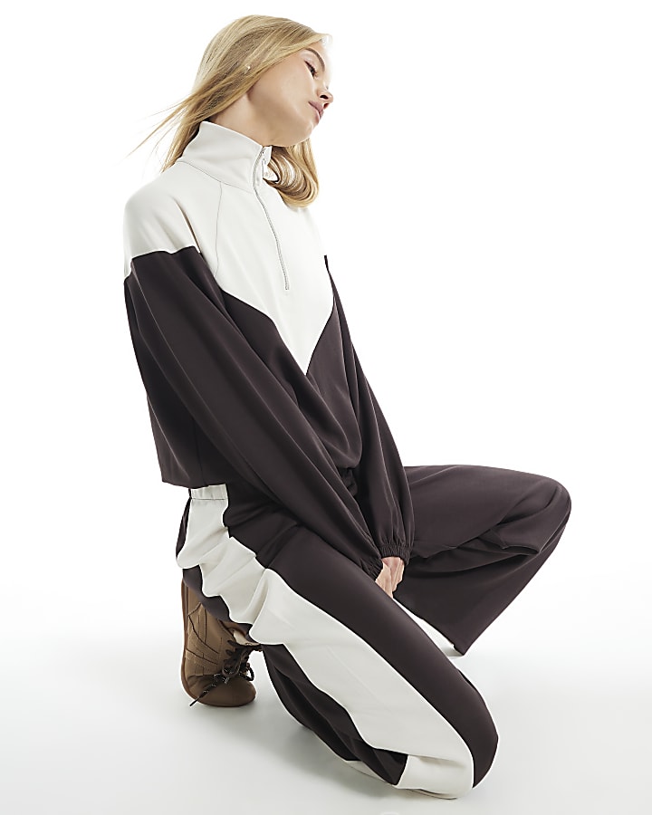 Brown Premium Colour Blocked Track Top