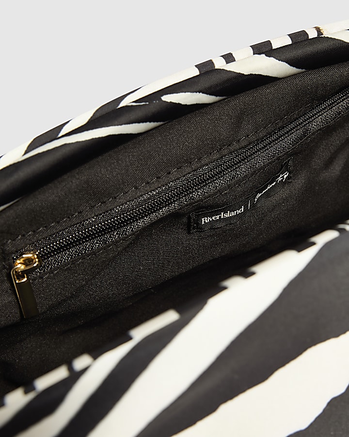 Black Zebra Print Tassel Frame Clutch Bag