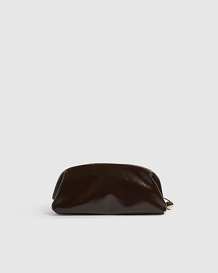 Brown Tassle Frame Clutch Bag
