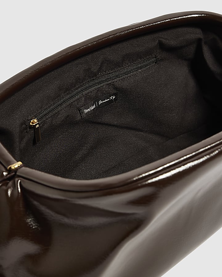 Brown Tassle Frame Clutch Bag