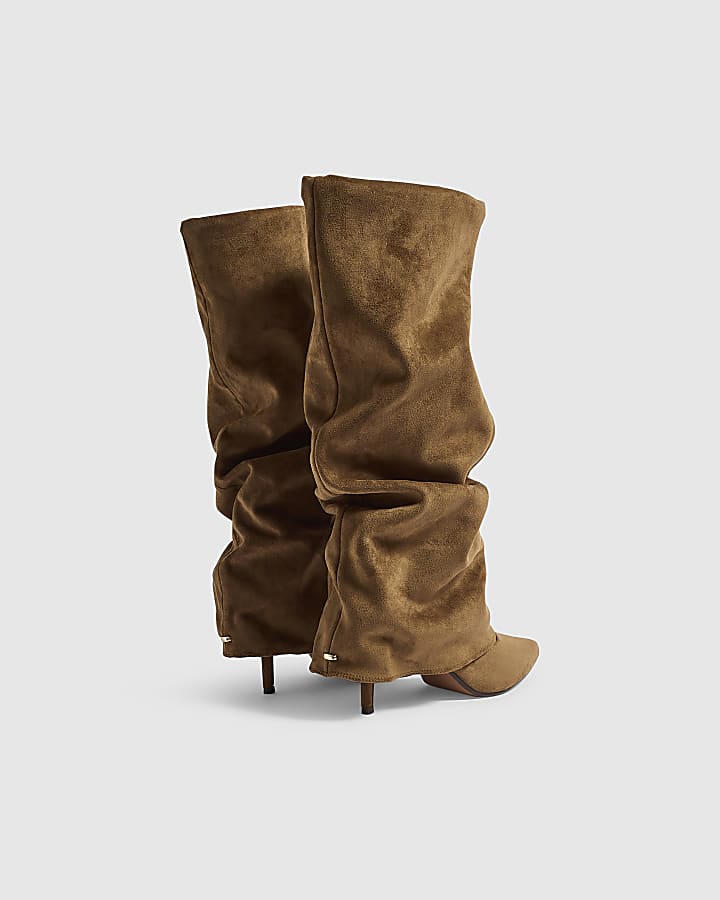 Brown Skinny Heel High Leg Boots