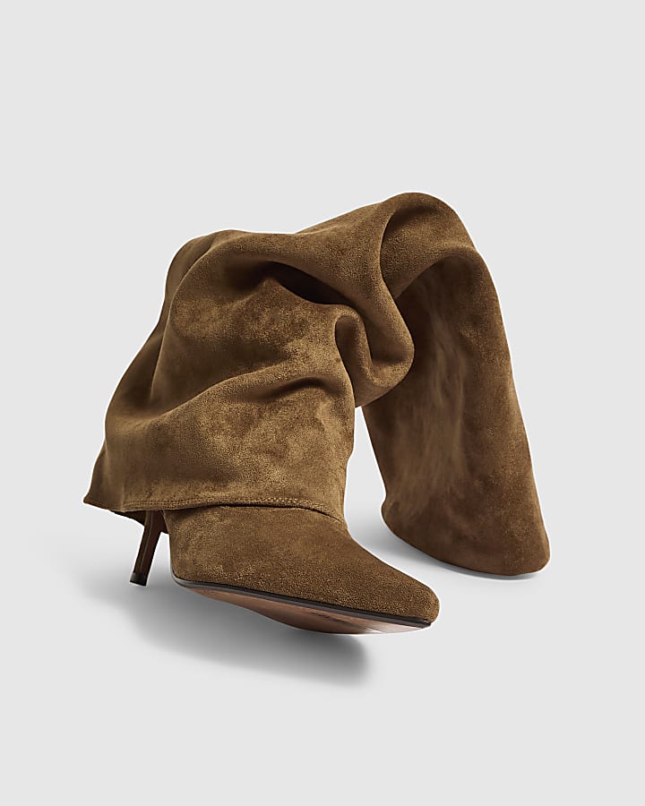 Brown Skinny Heel High Leg Boots