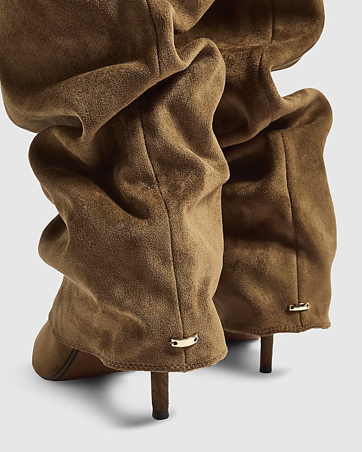 Brown Skinny Heel High Leg Boots