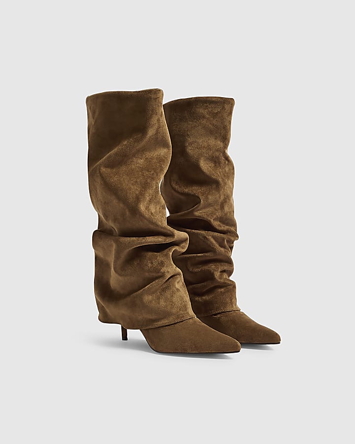 Brown Skinny Heel High Leg Boots