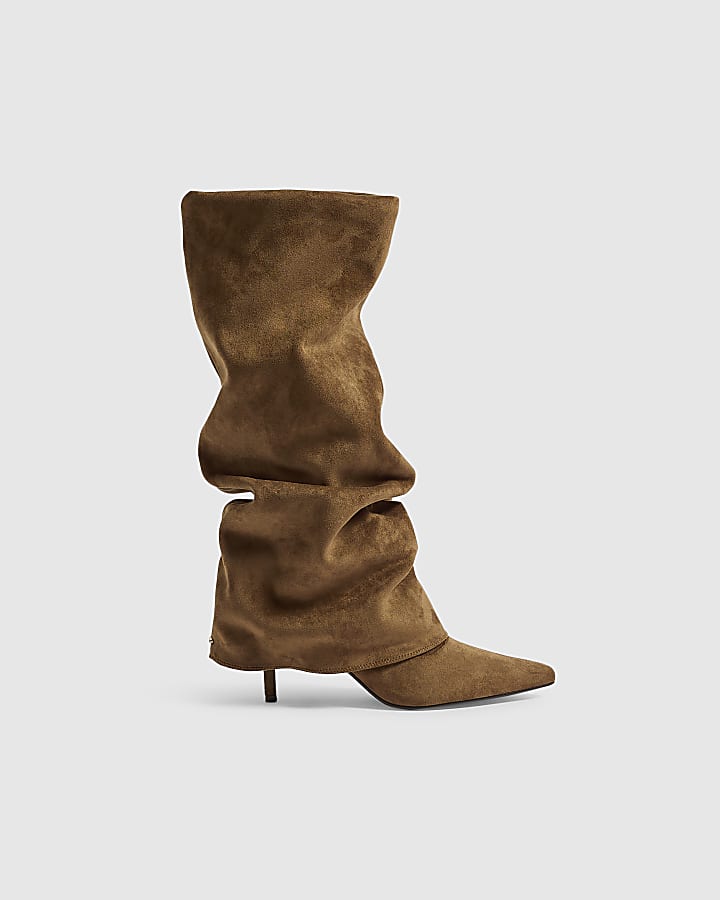 Brown Skinny Heel High Leg Boots