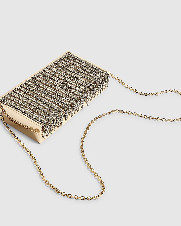 Gold Crystal Fringe Clutch Bag