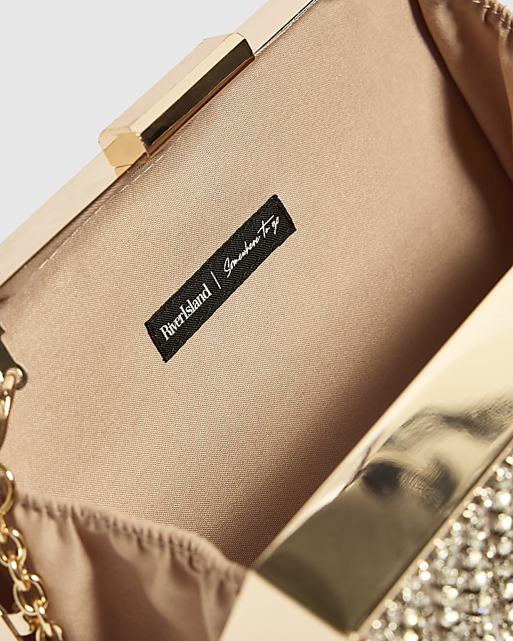 Gold Crystal Fringe Clutch Bag