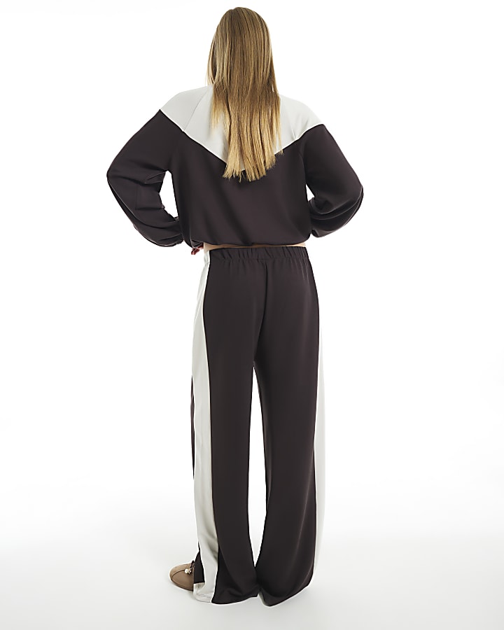 Brown Premium Colour Block Track Joggers