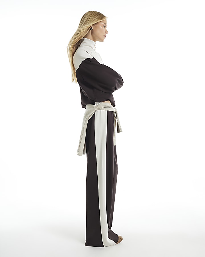 Brown Premium Colour Block Track Joggers