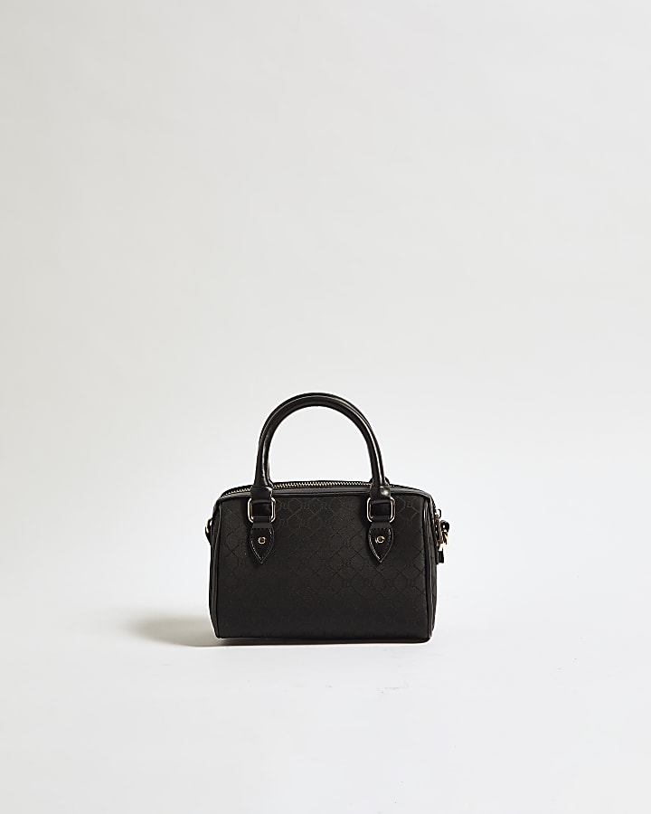 Black Monogram Stripe Crossbody Bowler Bag