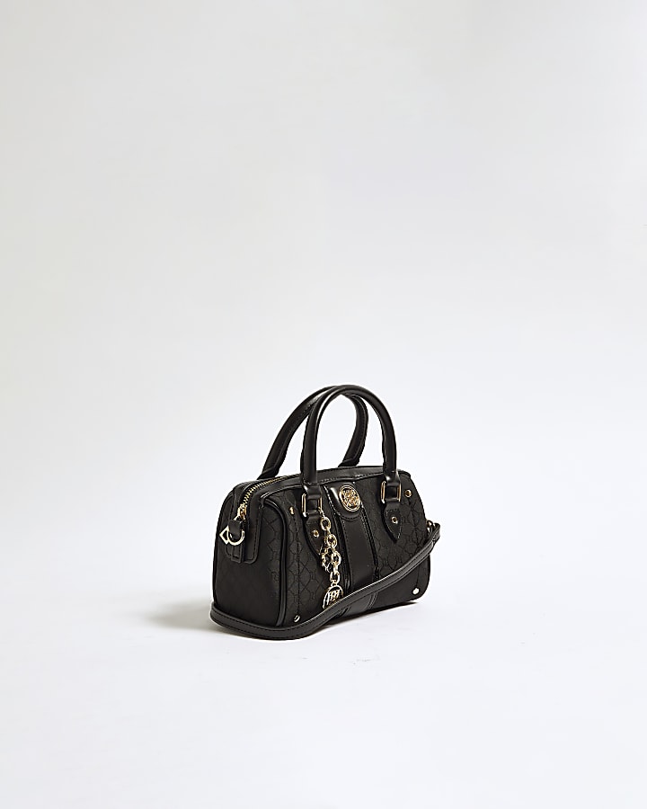 Black Monogram Stripe Crossbody Bowler Bag