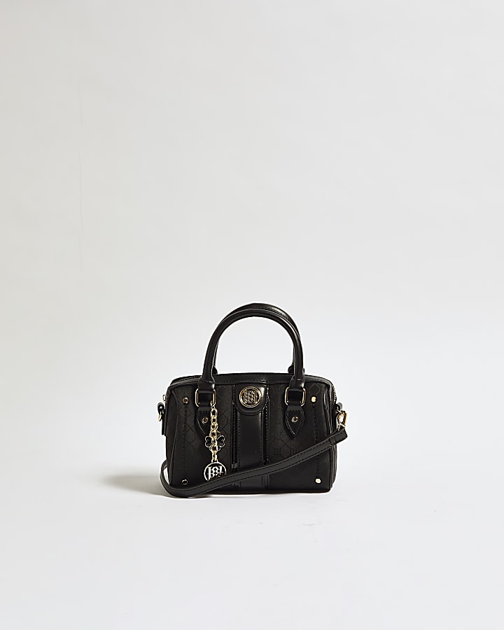 Black Monogram Stripe Crossbody Bowler Bag
