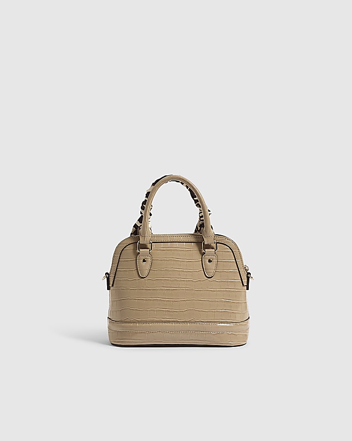 Beige Scarf Croc Tote Bag
