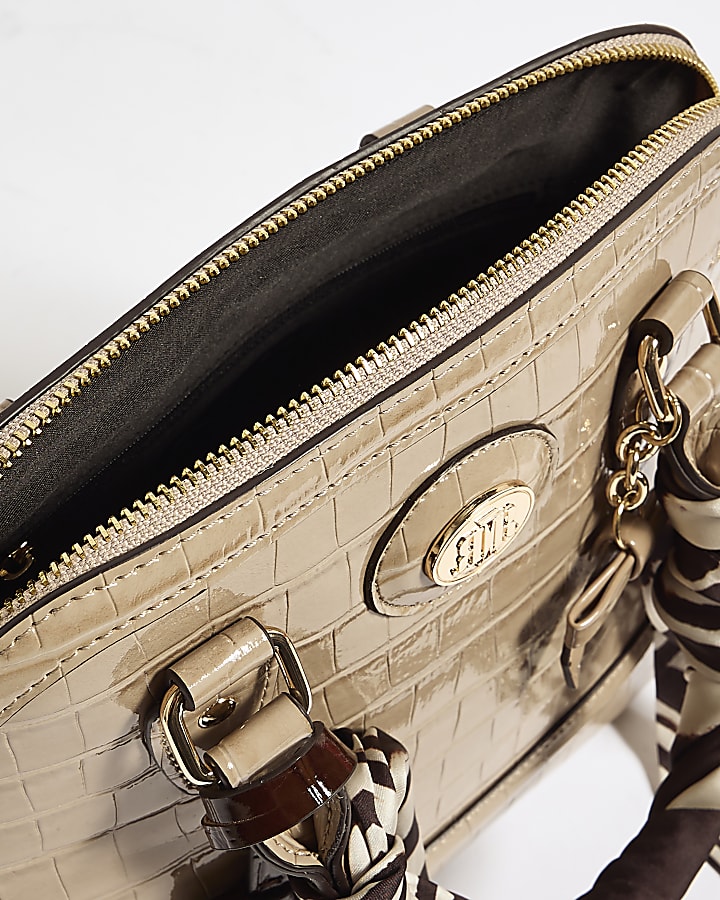 Beige Scarf Croc Tote Bag