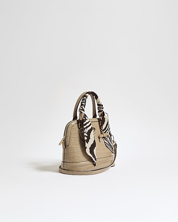 Beige Scarf Croc Tote Bag