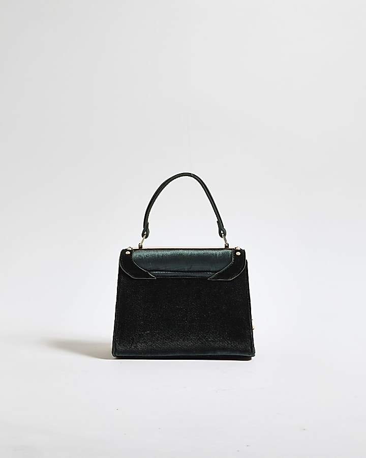 Green Velvet Floral Mini Charm Crossbody Bag