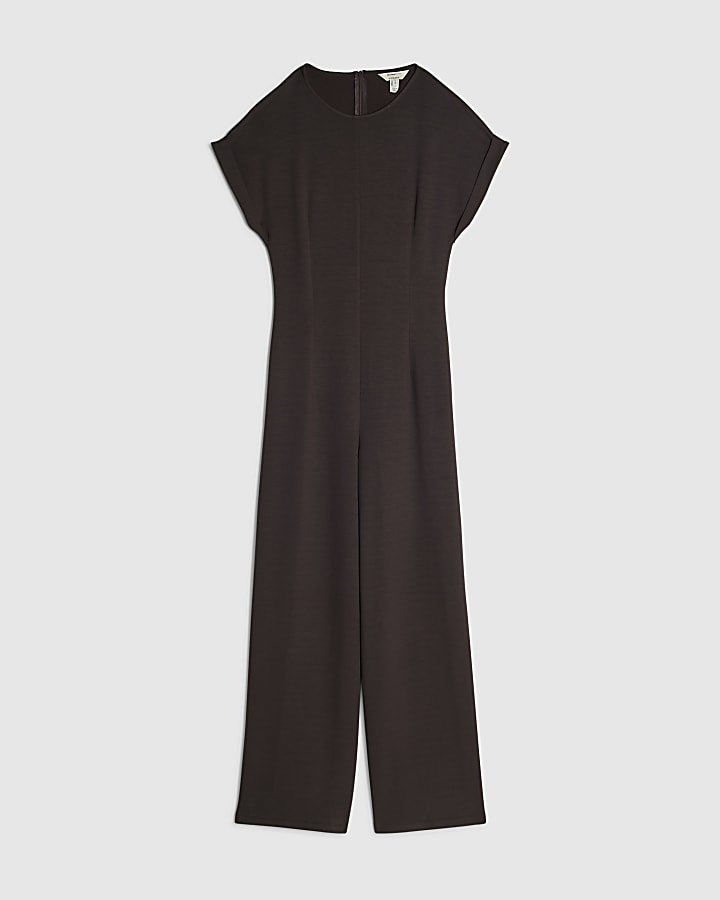 Brown Premium Short Sleeve Jumpsuit