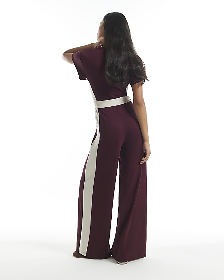 Burgundy Premium Colourblock Jumpsuit