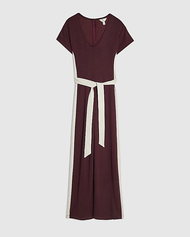 Burgundy Premium Colourblock Jumpsuit