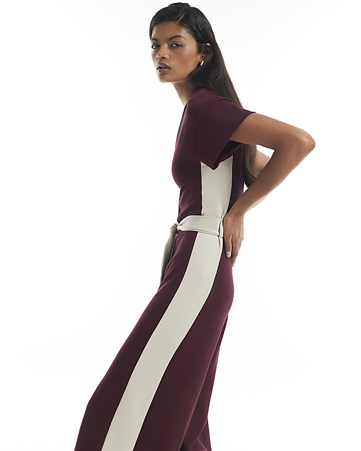 Burgundy Premium Colourblock Jumpsuit
