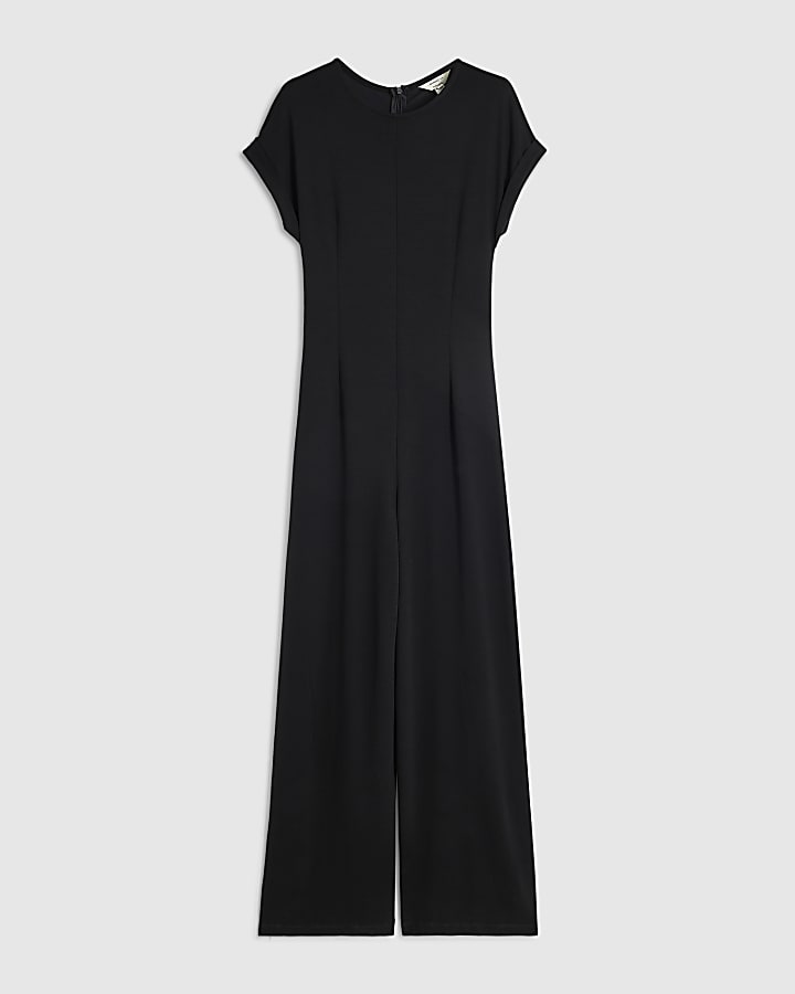 Black Premium Short Sleeve Jumpsuit