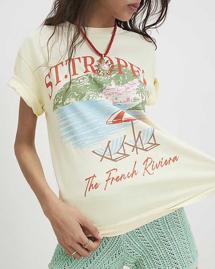 Yellow Cotton Short Sleeve St Tropez T-Shirt