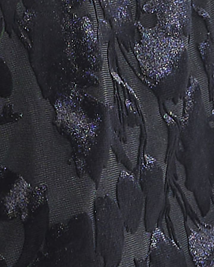 Black Velvet Devore Asymmetric Midi Dress