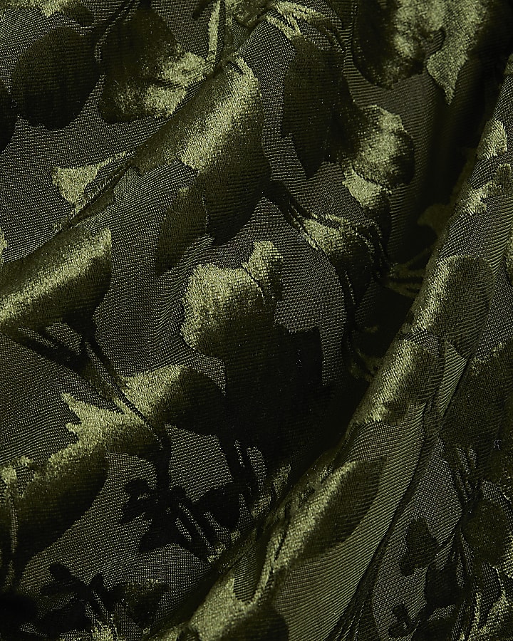 Green Velvet Devore Drape Midi Dress