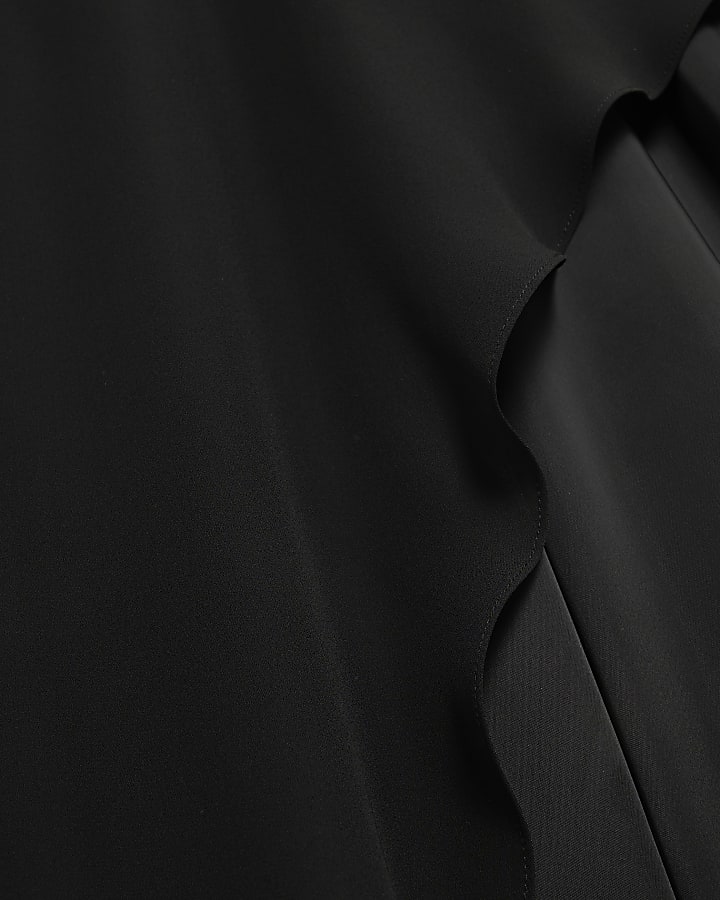 Black One Shoulder Cape Jumpsuit