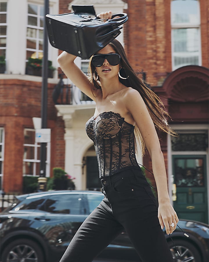 Black Lace Corset Top