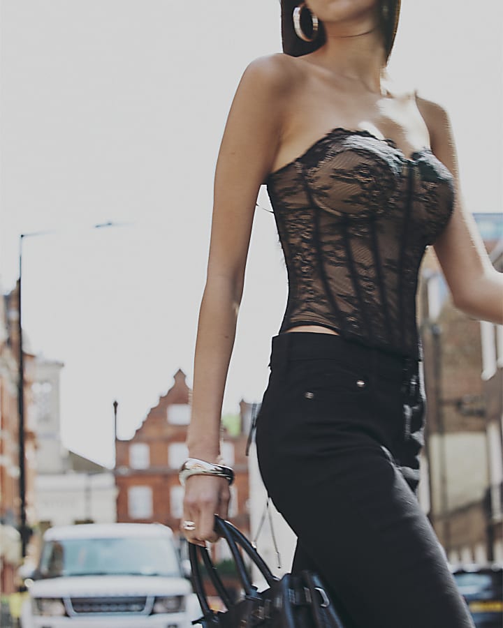 Black Lace Corset Top