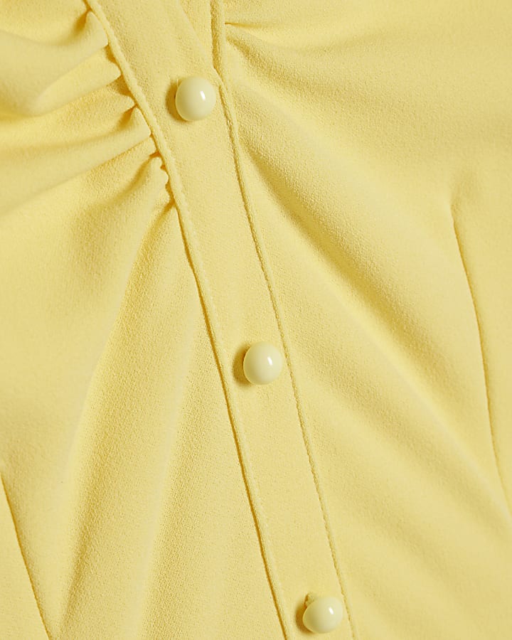 Yellow Keyhole Button Front Top