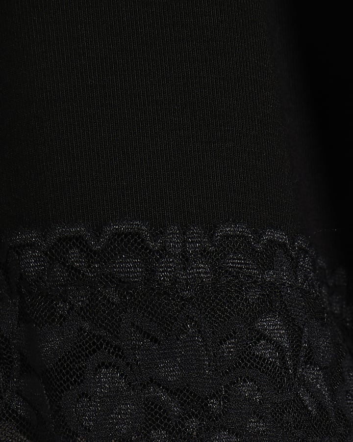 Black Lace Hem Shorts
