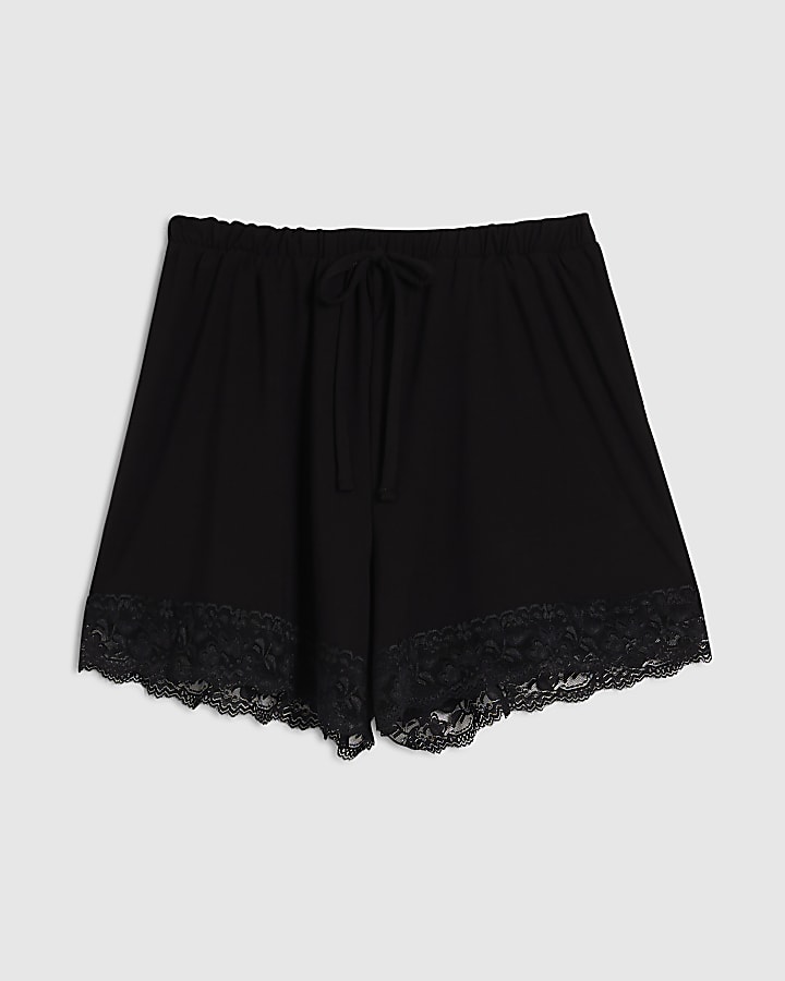 Black Lace Hem Shorts
