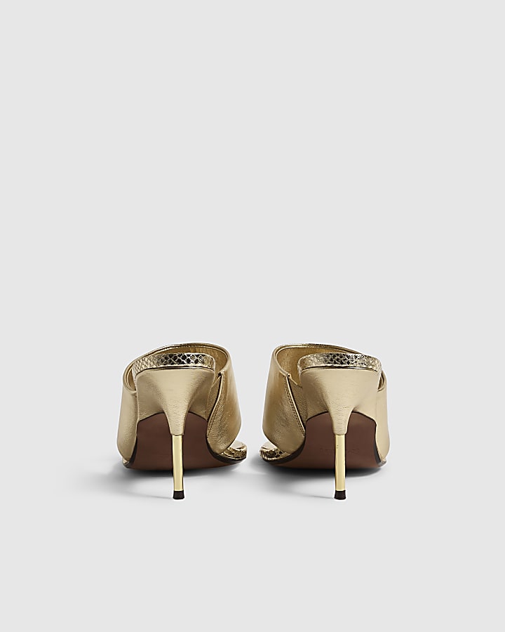 Gold Toe Thong Heeled Sandals
