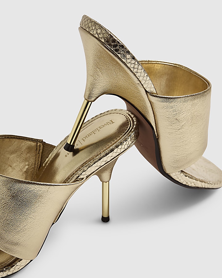 Gold Toe Thong Heeled Sandals