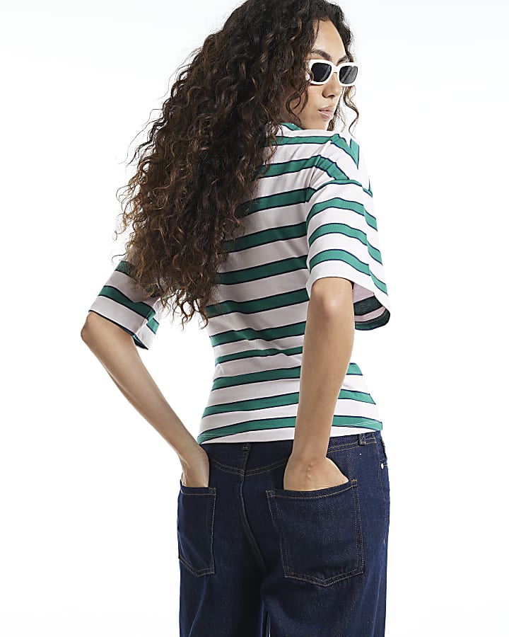 Pink Stripe Banded Kimono T-Shirt