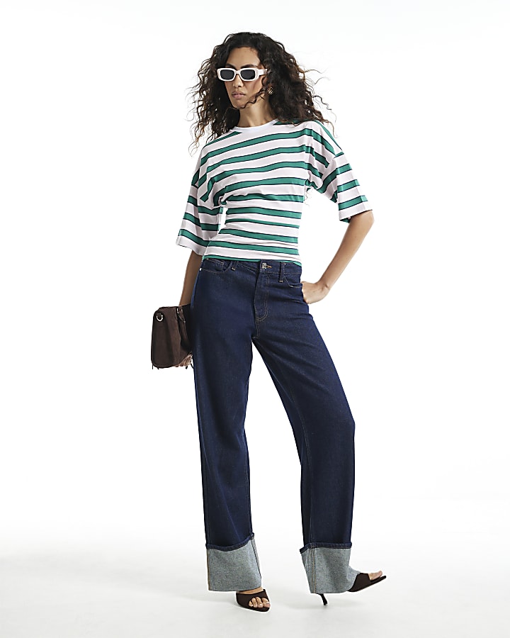 Pink Stripe Banded Kimono T-Shirt
