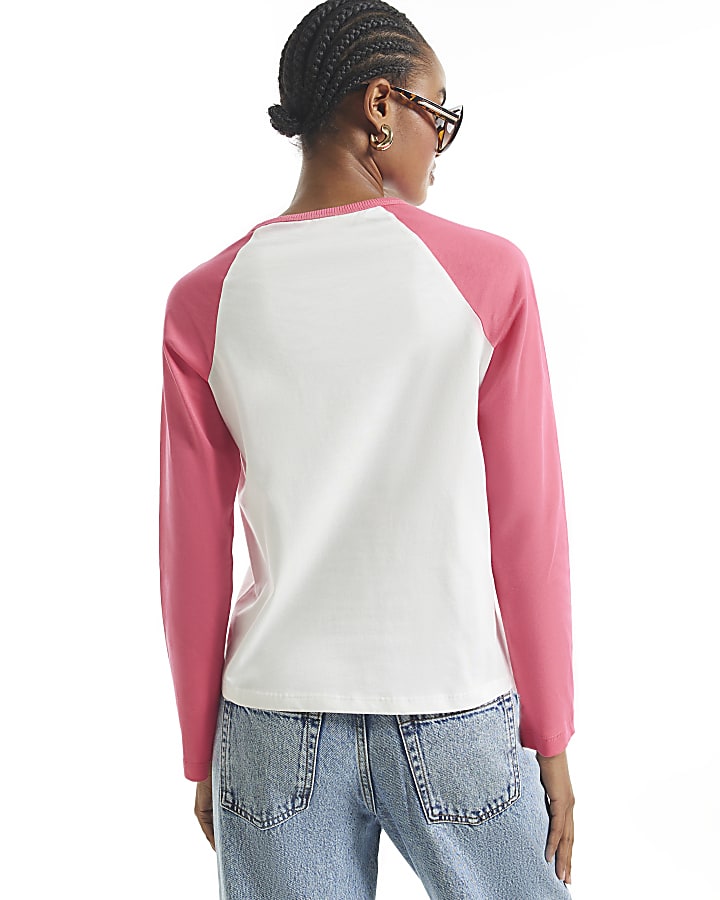 White Long Sleeve Texas Colour Block T-Shirt 