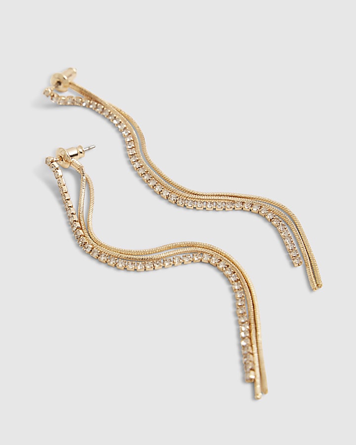 Gold Strand Front And Back Earrings