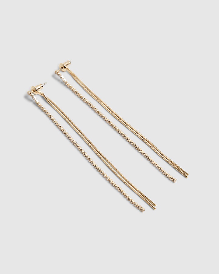 Gold Strand Front And Back Earrings