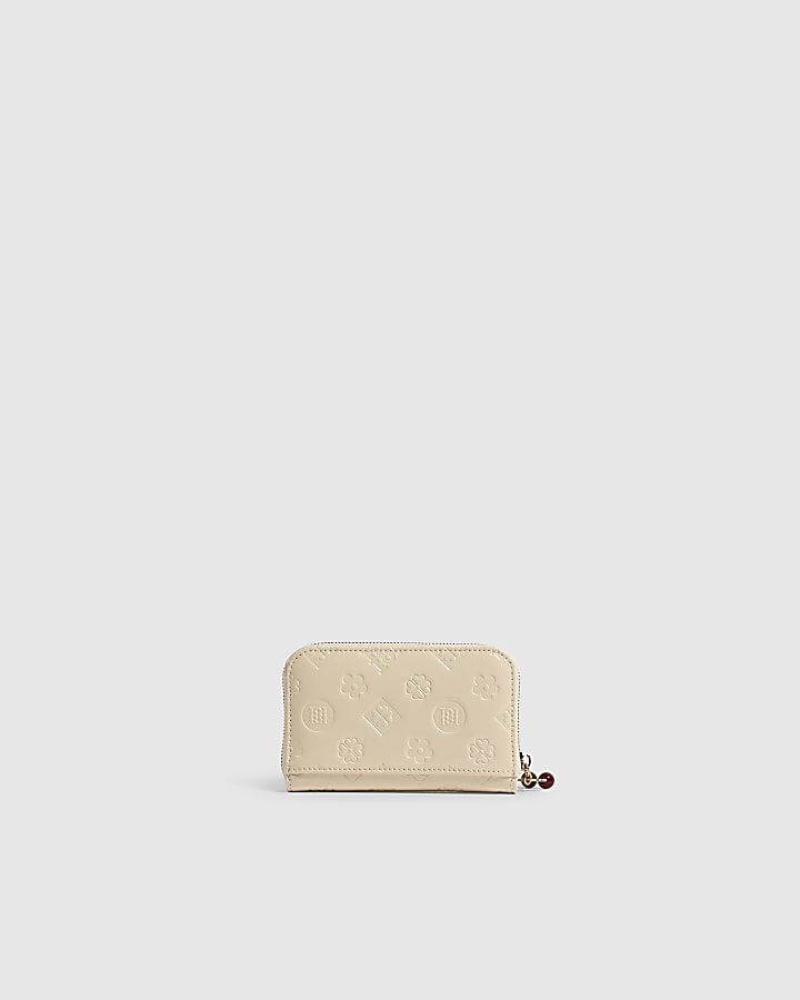 Cream Patent Monogram Medium Embossed Purse